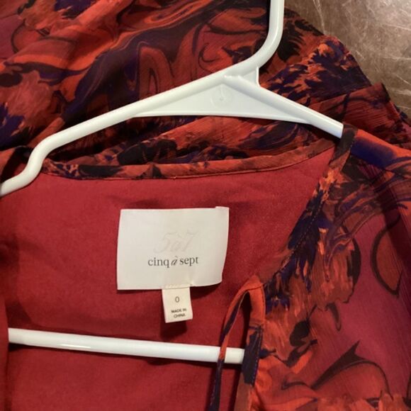 Cinq à Sept Livie Dress Women’s Red Purple Tiered Ruffle Mini Size 0 Cocktail Pa - Picture 15 of 16